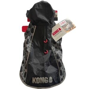 Kong Dog Lightweight Reflective Black Rain Jacket Small 12-14 Inch NWT